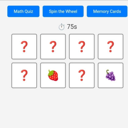 A screenshot of mini games